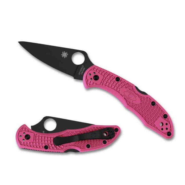 Couteau Spyderco Delica 4 Pink Lame Acier S30V Black Manche FRN Made Japan Lockback SC11FPPNS30VBK - Livraison Gratuite