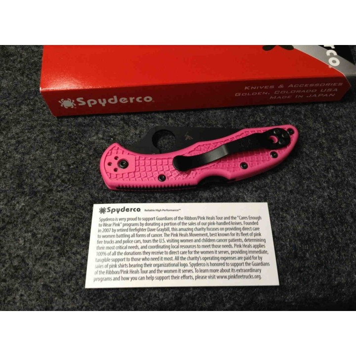 Couteau Spyderco Delica 4 Pink Lame Acier S30V Black Manche FRN Made Japan Lockback SC11FPPNS30VBK - Livraison Gratuite