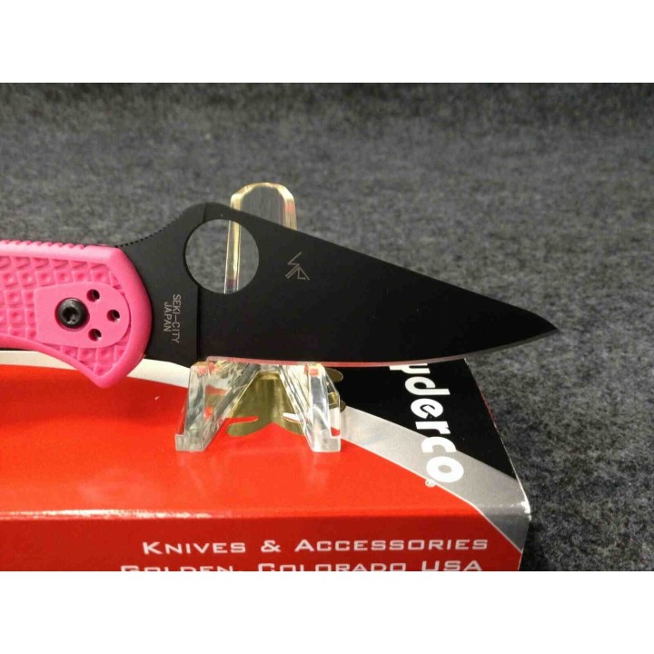 Couteau Spyderco Delica 4 Pink Lame Acier S30V Black Manche FRN Made Japan Lockback SC11FPPNS30VBK - Livraison Gratuite