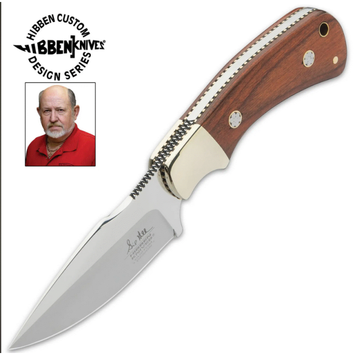 Couteau Hibben Diamondback Lame Acier 7Cr17 Manche Bois Etui Cuir GH5100 - Livraison Gratuite