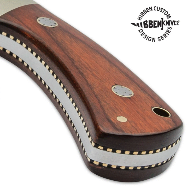 Couteau Hibben Diamondback Lame Acier 7Cr17 Manche Bois Etui Cuir GH5100 - Livraison Gratuite