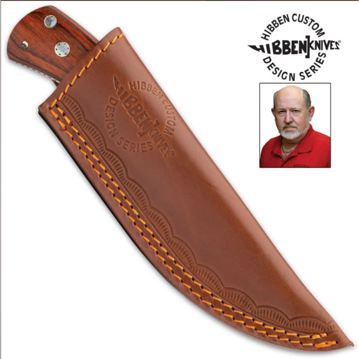 Couteau Hibben Diamondback Lame Acier 7Cr17 Manche Bois Etui Cuir GH5100 - Livraison Gratuite