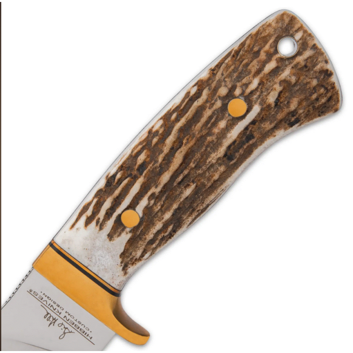 Couteau Hibben Chugach Hunter Lame Acier 1.4116 Manche Bois de Cerf Etui Cuir GH5084GS - Livraison Gratuite