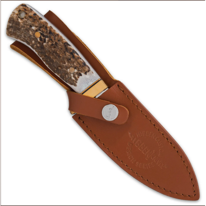 Couteau Hibben Chugach Hunter Lame Acier 1.4116 Manche Bois de Cerf Etui Cuir GH5084GS - Livraison Gratuite