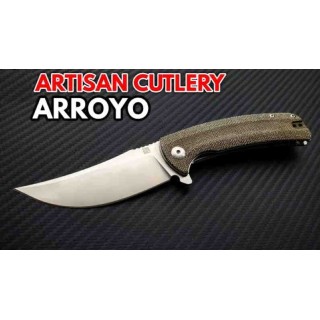 Couteau Artisan Cutlery Arroyo Green Lame AR-RPM9 Manche Micarta IKBS Linerlock Clip ATZ1845PODG - Livraison Gratuite