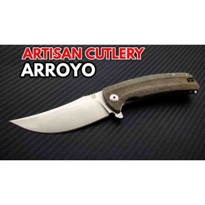 Couteau Artisan Cutlery Arroyo Green Lame AR-RPM9 Manche Micarta IKBS Linerlock Clip ATZ1845PODG - Livraison Gratuite