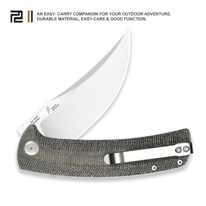 Couteau Artisan Cutlery Arroyo Green Lame AR-RPM9 Manche Micarta IKBS Linerlock Clip ATZ1845PODG - Livraison Gratuite