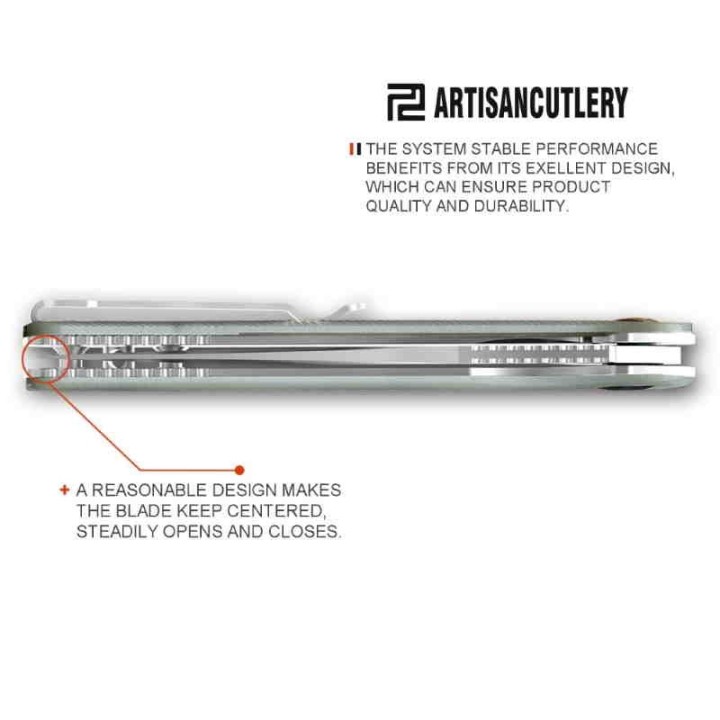 Couteau Artisan Cutlery Arroyo  Lame AR-RPM9 Manche Jade G10 IKBS Linerlock Clip ATZ1845PNTG - Livraison Gratuite