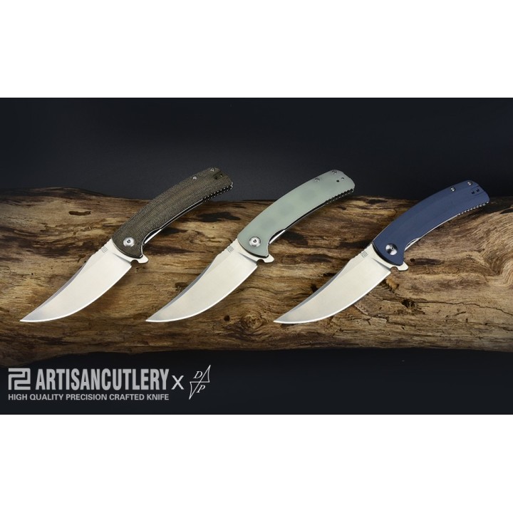 Couteau Artisan Cutlery Arroyo  Lame AR-RPM9 Manche Jade G10 IKBS Linerlock Clip ATZ1845PNTG - Livraison Gratuite