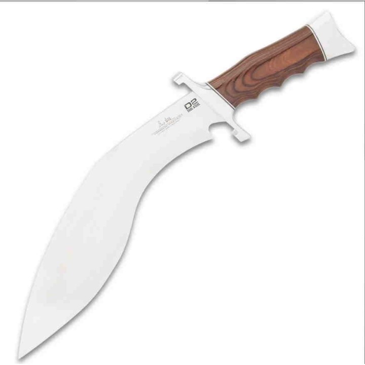 Couteau Hibben Kukri Fighter Knife D2 Manche Bois Lame D2 Etui Cuir GH5094 - Livraison Gratuite