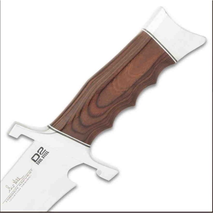 Couteau Hibben Kukri Fighter Knife D2 Manche Bois Lame D2 Etui Cuir GH5094 - Livraison Gratuite