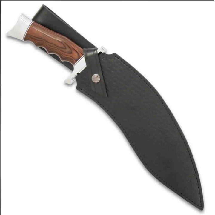 Couteau Hibben Kukri Fighter Knife D2 Manche Bois Lame D2 Etui Cuir GH5094 - Livraison Gratuite