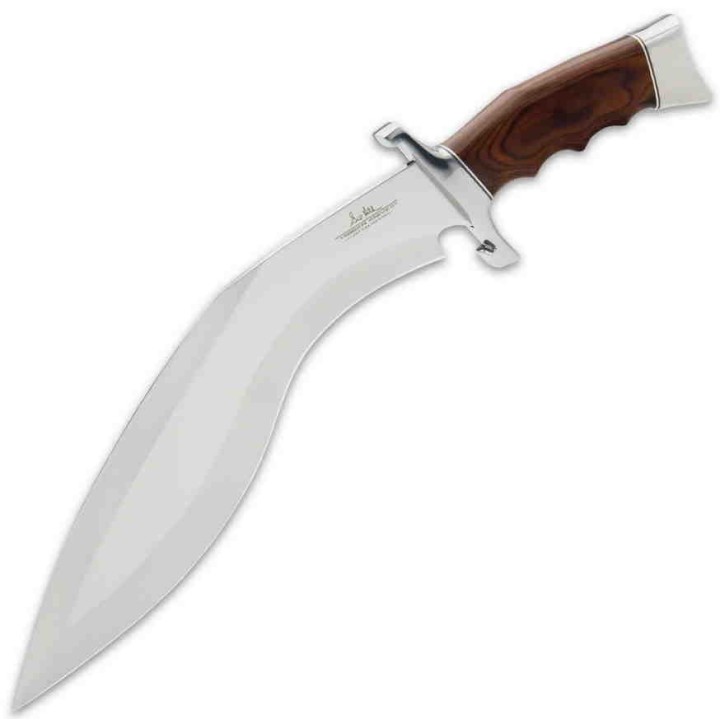Couteau Hibben Kukri Fighter Knife 5Cr15MoV Manche Bois Lame D2 Etui Cuir GH5095 - Livraison Gratuite