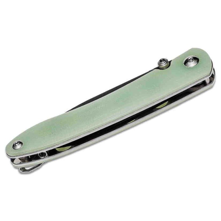 J1917NTG Couteau CJRB Ria Jade Lame Acier 12C27 Blade Manche Green G10 Linerlock Clip - Livraison Gratuite