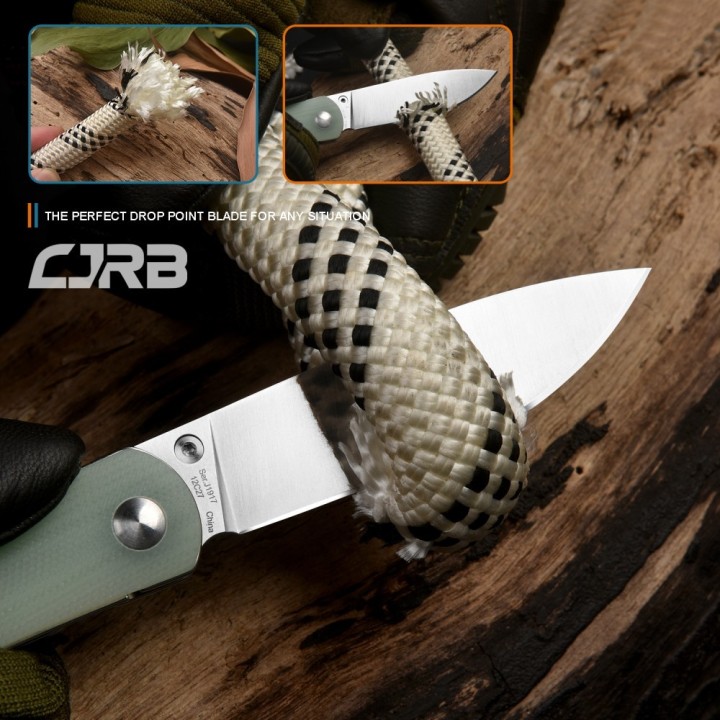 J1917NTG Couteau CJRB Ria Jade Lame Acier 12C27 Blade Manche Green G10 Linerlock Clip - Livraison Gratuite