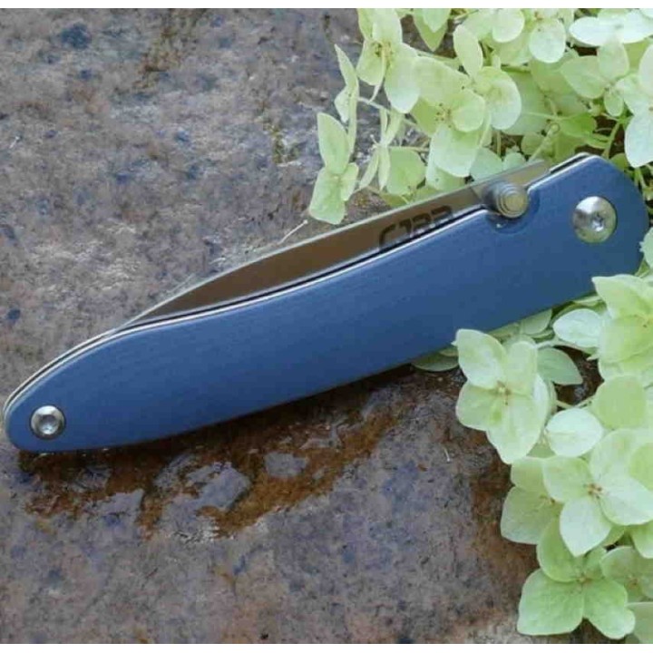 J1917GYC Couteau CJRB Ria Blue-Gray Lame Acier 12C27 Manche G10 IKBS Clip - Livraison Gratuite