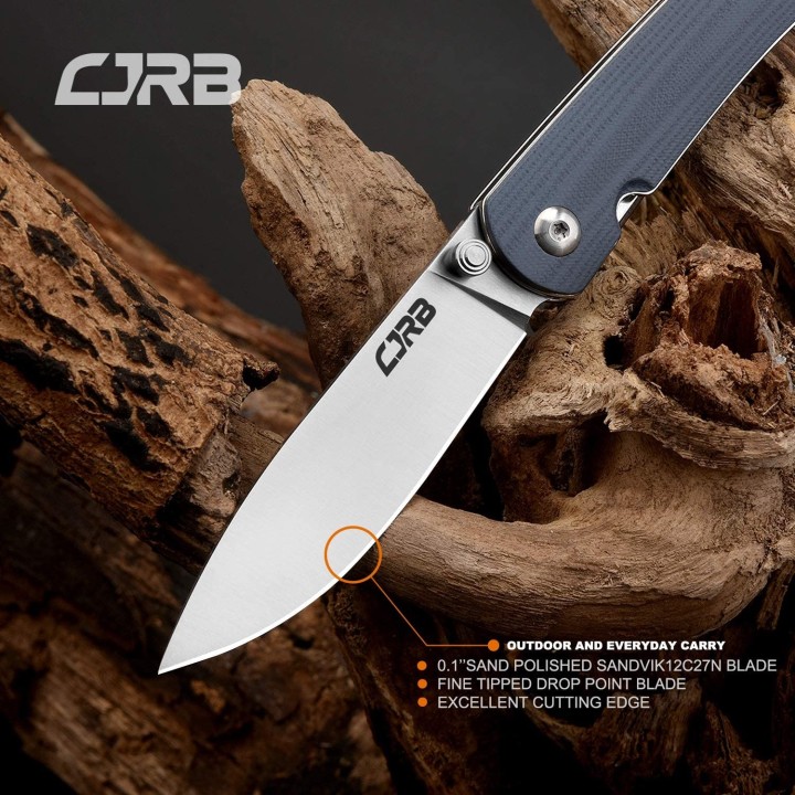 J1917GYC Couteau CJRB Ria Blue-Gray Lame Acier 12C27 Manche G10 IKBS Clip - Livraison Gratuite