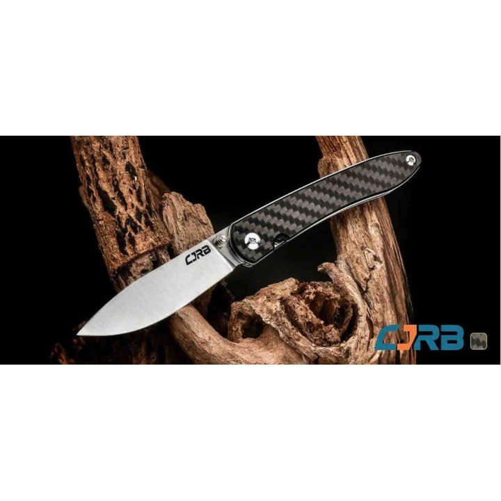 J1917CF Couteau CJRB Black Lame Acier 12C27 Manche Fibre de Carbone IKBS Linerlock Clip - Livraison Gratuite
