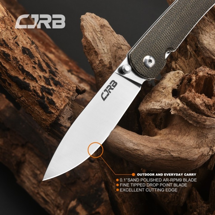 J1917ODG Couteau CJRB Ria OD Green Lame Acier 12C27 Manche Micarta Linerlock Clip - Livraison Gratuite