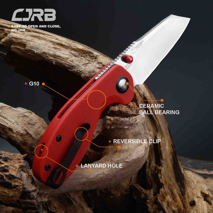 J1918REF Couteau CJRB Maileah Lame Acier AR-RPM9 Manche Red G10 IKBS Linerlock Clip - Livraison Gratuite