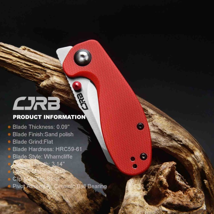 J1918REF Couteau CJRB Maileah Lame Acier AR-RPM9 Manche Red G10 IKBS Linerlock Clip - Livraison Gratuite