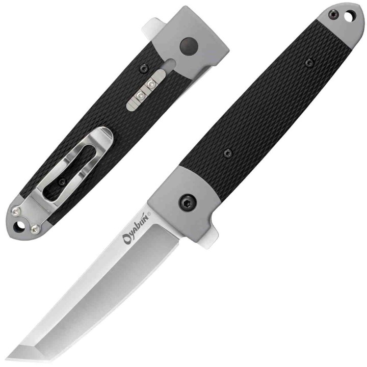 Couteau Cold Steel Oyabun Leaf-Spring Lock Lame Tanto 4034 Manche Gray Griv-Ex Clip CS26T - Livraison Gratuite