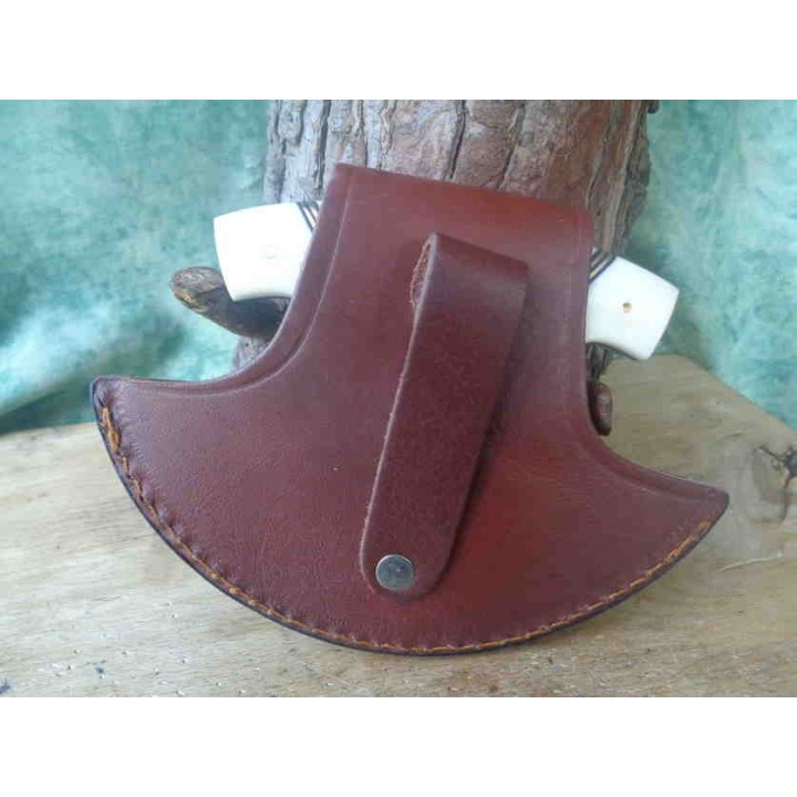 Couteau D'esquimau Ulu Inuit Lame Acier Inox Manche Os Etui Cuir PA8026BO - Livraison Gratuite