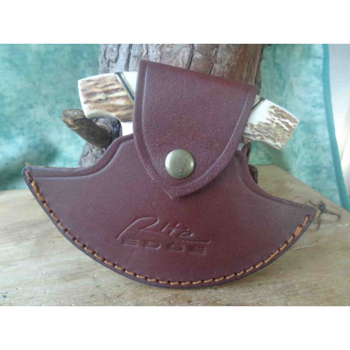 Couteau D'esquimau Ulu Inuit Lame Acier Inox Manche Os/Corne Etui Cuir PA8026SG - Livraison Gratuite