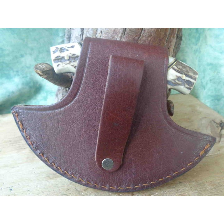 Couteau D'esquimau Ulu Inuit Lame Acier Inox Manche Os/Corne Etui Cuir PA8026SG - Livraison Gratuite