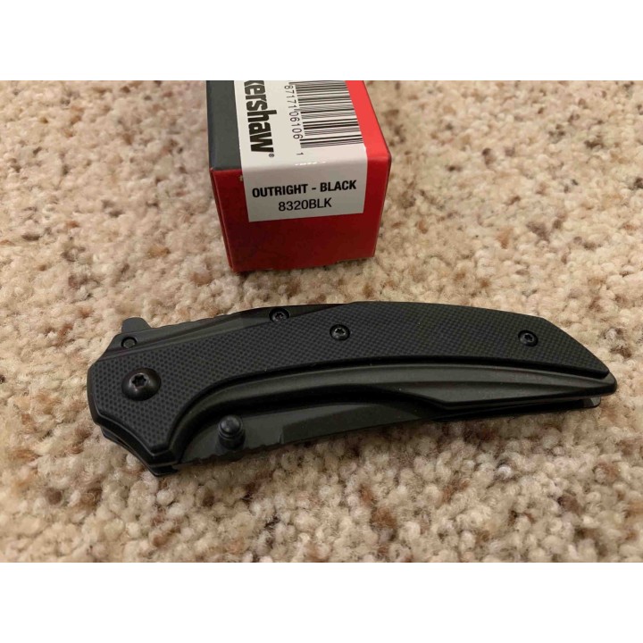 Couteau Kershaw Outright Black A/O Lame Acier 8Cr13MoV Manche G-10 Framelock Clip KS8320BLK - Livraison Gratuite