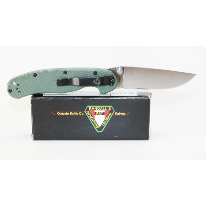 Couteau Ontario Rat II D2 OD Green Manche FRN Lame Acier D2 Linerlock Clip ON8828OD - Livraison Gratuite
