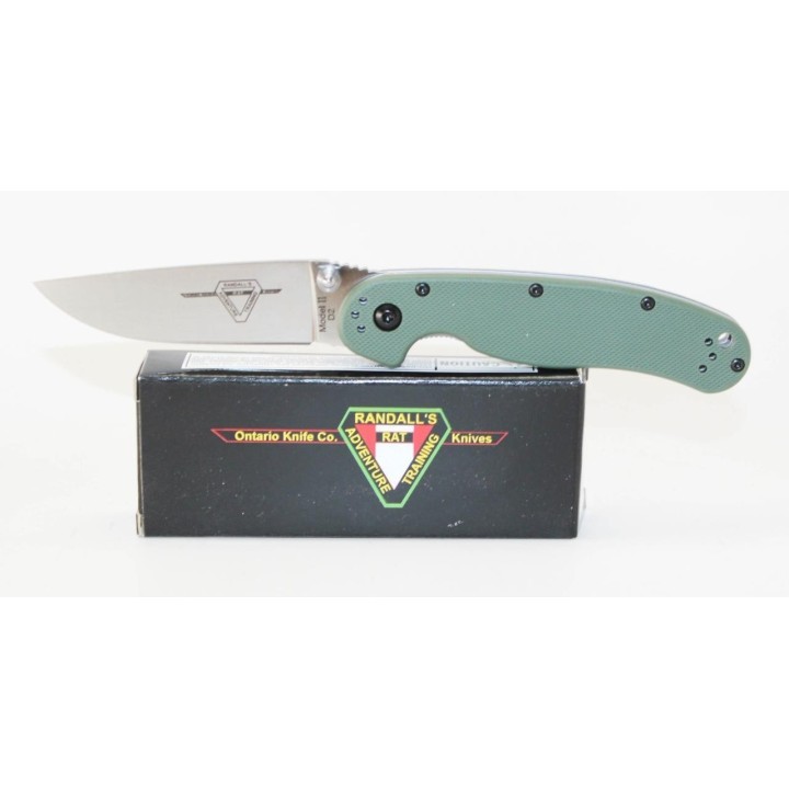 Couteau Ontario Rat II D2 OD Green Manche FRN Lame Acier D2 Linerlock Clip ON8828OD - Livraison Gratuite