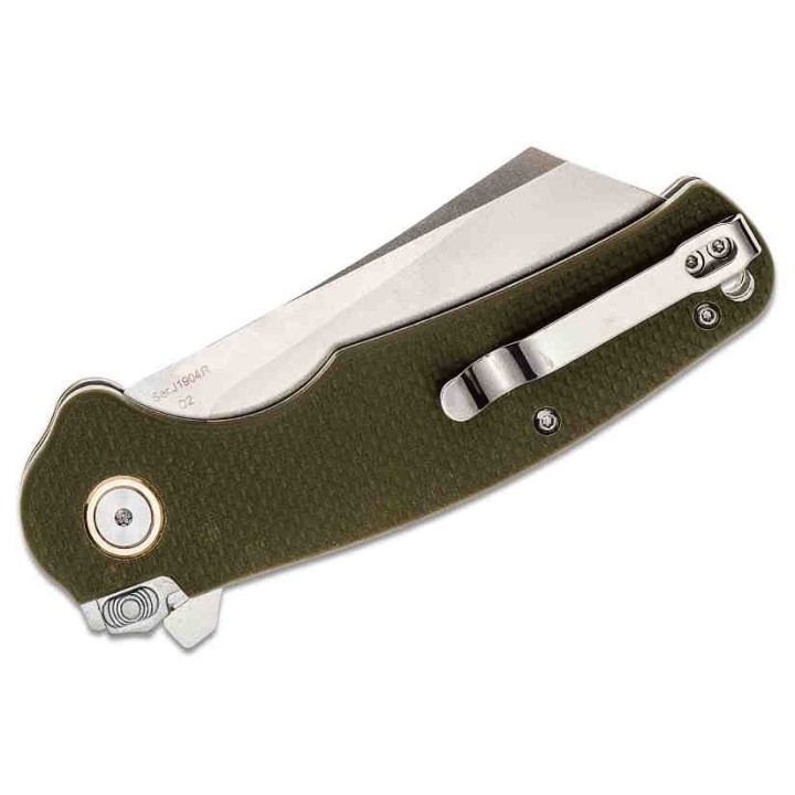 Couteau CJRB Cutlery Crag Recoil-Lock Green Lame Acier D2 Manche G10 Clip J1904RGNF - Livraison Gratuite