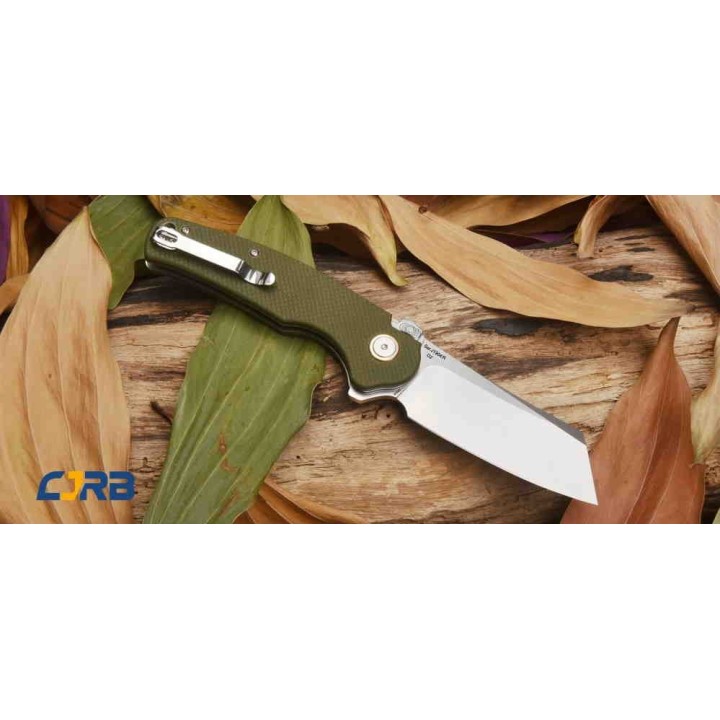 Couteau CJRB Cutlery Crag Recoil-Lock Green Lame Acier D2 Manche G10 Clip J1904RGNF - Livraison Gratuite