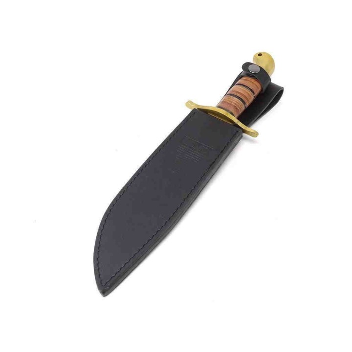 Couteau United Cutlery USMC Leatherneck Bowie Lame Acier Inox Manche Cuir Etui Cuir UCBK1817 - Livraison Gratuite