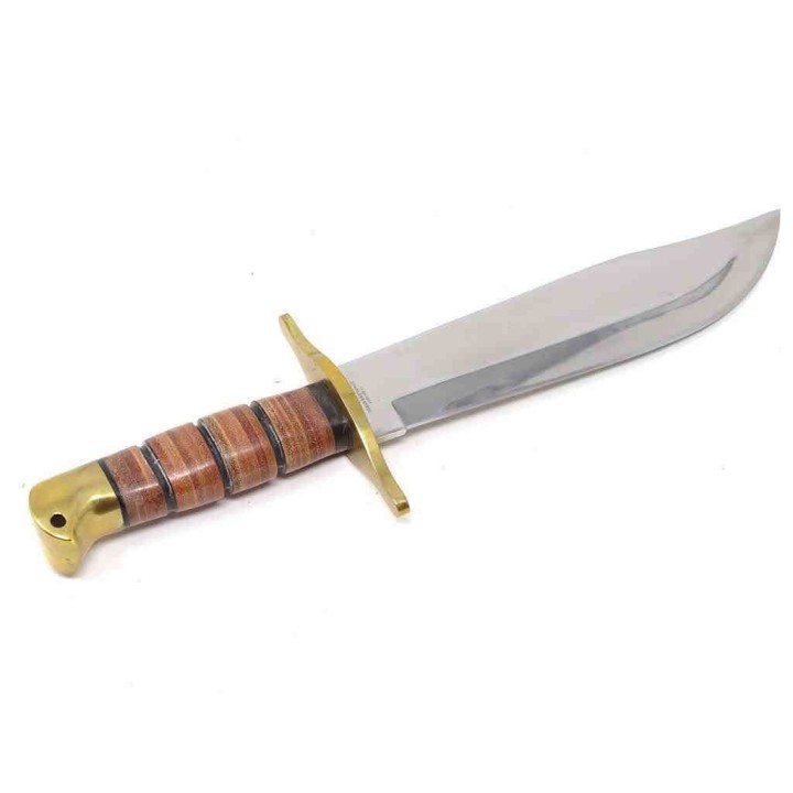 Couteau United Cutlery USMC Leatherneck Bowie Lame Acier Inox Manche Cuir Etui Cuir UCBK1817 - Livraison Gratuite