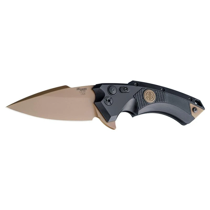 Couteau SIG Sauer X5 SIG Emperor Scorpion Lame 154CM Spear Point Manche Alu Button Lock Made USA SIG36570 - Livraison Gratuite