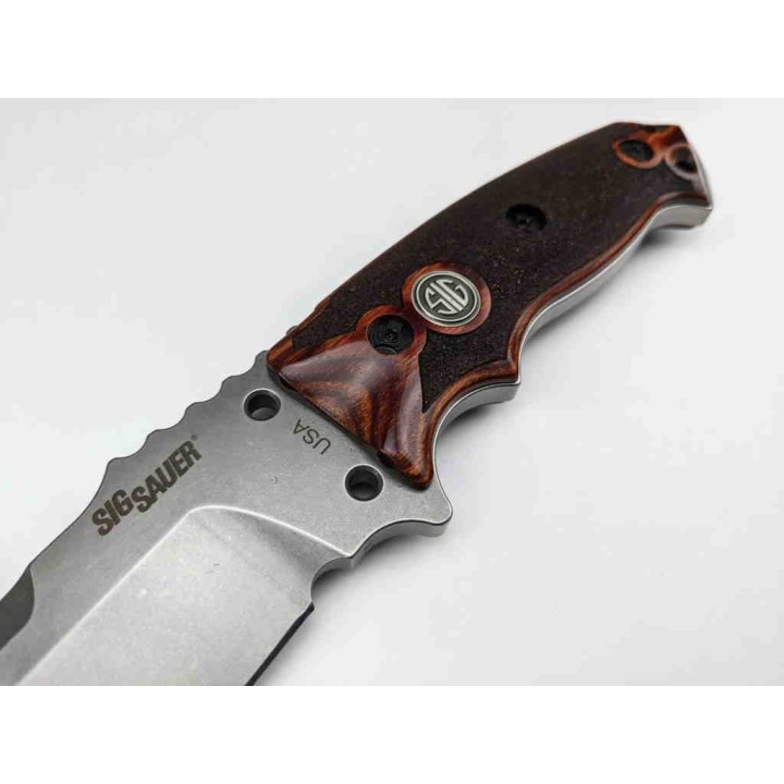 Couteau Tactical SIG Sauer Hogue EX-F01 Lame Acier A2 Manche Bois Etui Nylon SIG37175 - Livraison Gratuite
