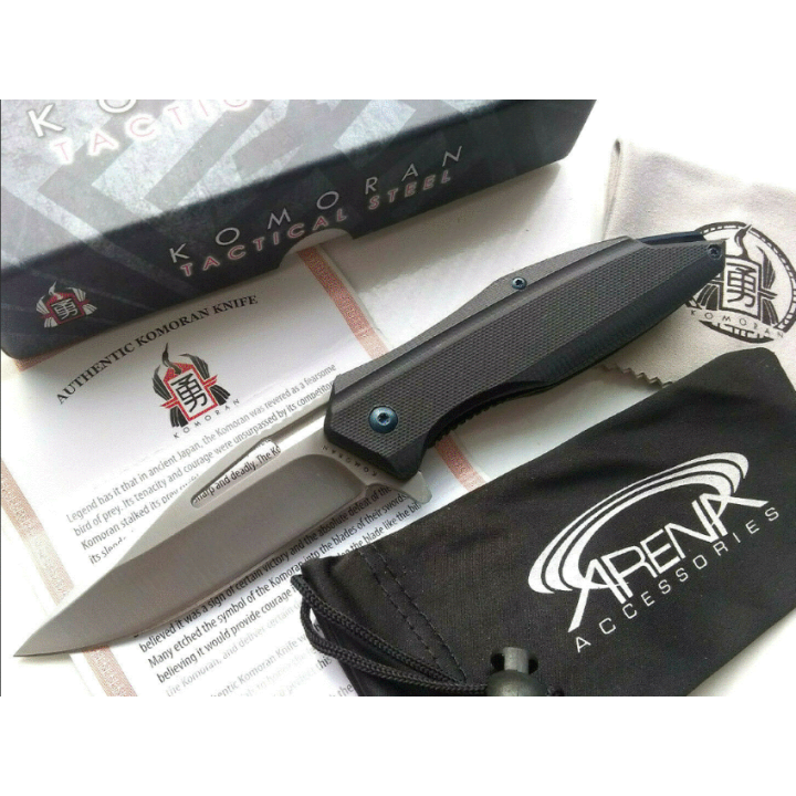 Couteau Komoran Lame Acier 440 Manche Black G10 IKBS Linerlock Clip KO032 - Livraison Gratuite