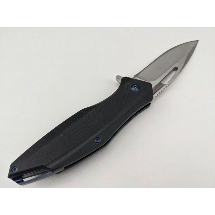 Couteau Komoran Lame Acier 440 Manche Black G10 IKBS Linerlock Clip KO032 - Livraison Gratuite