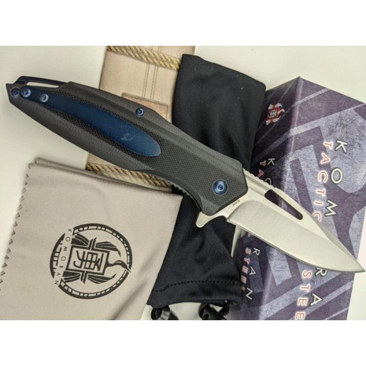 Couteau Komoran Lame Acier 440 Manche Black G10 IKBS Linerlock Clip KO032 - Livraison Gratuite