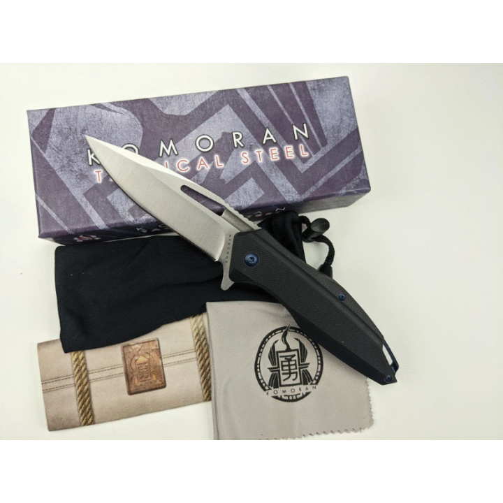 Couteau Komoran Lame Acier 440 Manche Black G10 IKBS Linerlock Clip KO032 - Livraison Gratuite