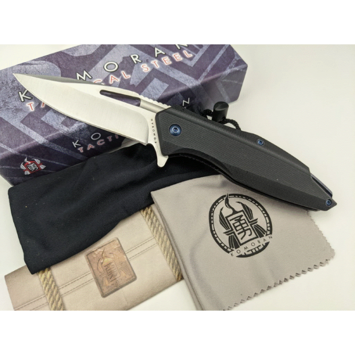 Couteau Komoran Lame Acier 440 Manche Black G10 IKBS Linerlock Clip KO032 - Livraison Gratuite
