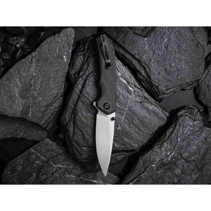 Couteau CIVIVI Brazen Black Lame Acier 14C28N Manche G10 Linerlock Clip IKBS CIVC2102C - Livraison Gratuite