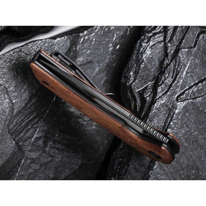 Couteau Civivi Odium Damas Lame Acier Damas Manche Bois IKBS Linerlock Clip CIVC2010DS1 - Livraison Gratuite