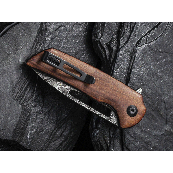 Couteau Civivi Odium Damas Lame Acier Damas Manche Bois IKBS Linerlock Clip CIVC2010DS1 - Livraison Gratuite