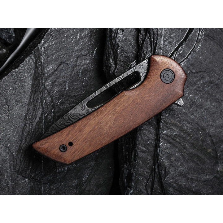 Couteau Civivi Odium Damas Lame Acier Damas Manche Bois IKBS Linerlock Clip CIVC2010DS1 - Livraison Gratuite