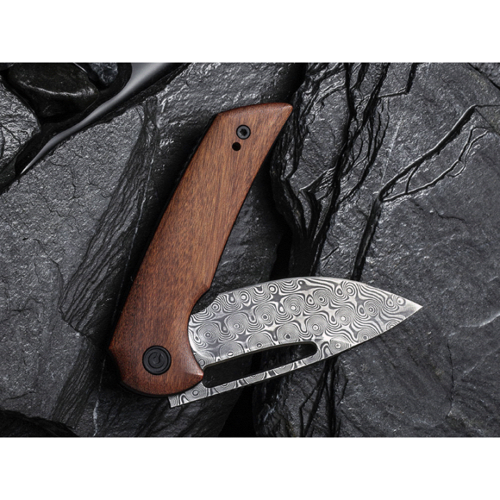 Couteau Civivi Odium Damas Lame Acier Damas Manche Bois IKBS Linerlock Clip CIVC2010DS1 - Livraison Gratuite