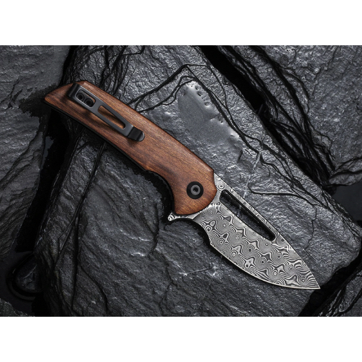 Couteau Civivi Odium Damas Lame Acier Damas Manche Bois IKBS Linerlock Clip CIVC2010DS1 - Livraison Gratuite
