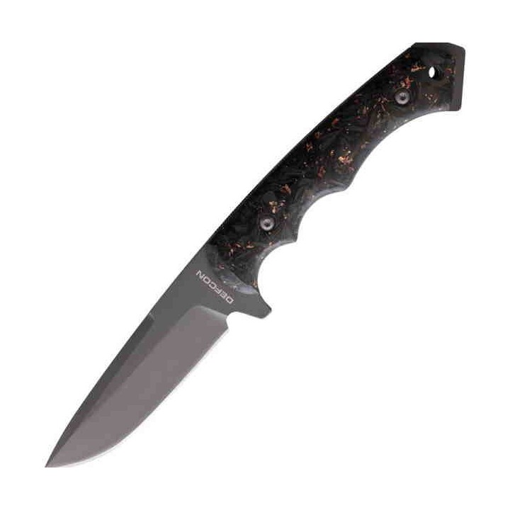 Couteau Defcon Lame D2 Manche Fibre Résine/Cuivre Etui Kydex TD0007BK1 - Livraison Gratuite